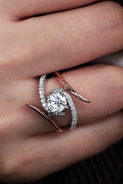 Unique Engagement Rings Two Tone Engagement Rings Round Diamond Engagement Rings Beautifu