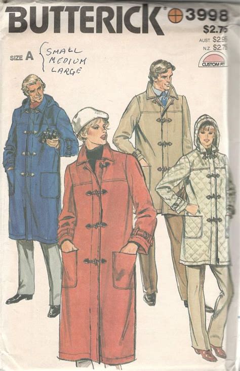 Butterick 3998 Womens Lined Duffle Coat And Jacket Pattern Etsy