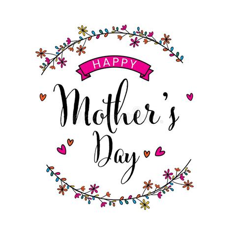 Happy Mother S Day Lettering With Hearts And Floral Sticks Decorated On