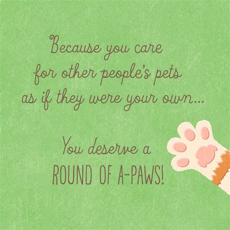 A Round Of A Paws Pet Caregiver Thank You Card Greeting Cards Hallmark