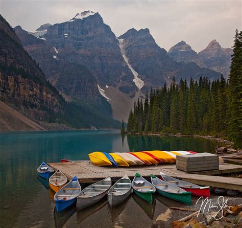 Canoes Of Moraine Lake Moraine Lake Banff National Park Alberta