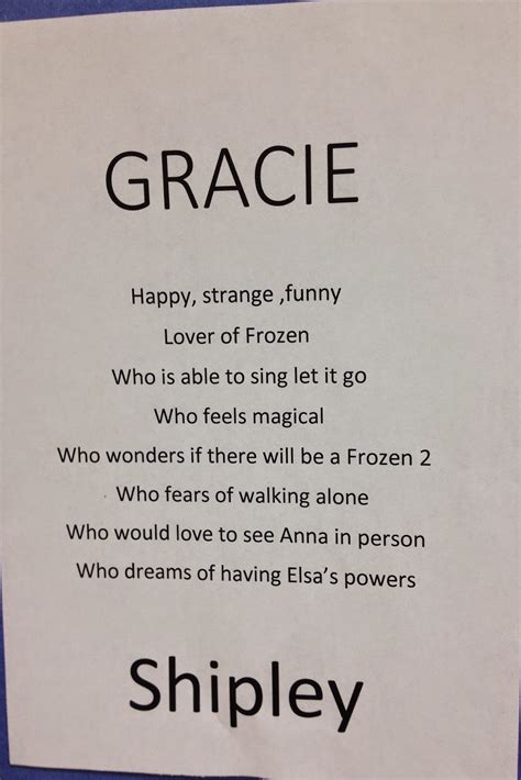Gracie's Poem - All About Gracie