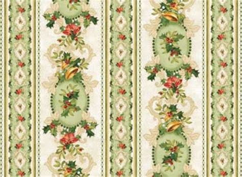 Christmas Bells Vintage Stripe Border Fabric By Sfabricsanddesigns