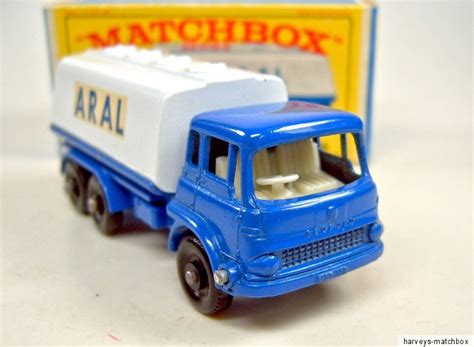 Matchbox No25c Bedford Tanker Blue And White Aral In Correct Aral