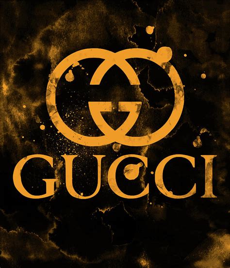 Gucci Logo Gold Yellow 2 Digital Art By Del Art