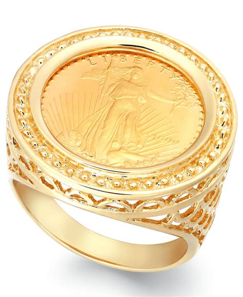 Macys Genuine Us Eagle Coin Ring In 22k And 14k Gold In Metallic
