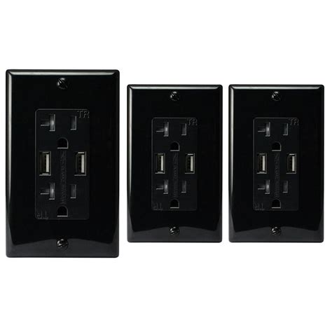 Gfci Usb Port Black Electrical Outlets And Receptacles Wiring