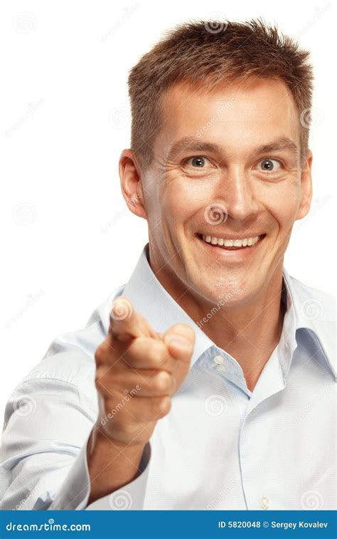 Man Smiling And Pointing Stock Photo Image Of Smile Enthused 5820048