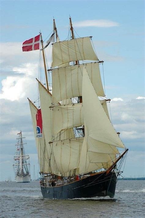 Beautifully Rigged Danish Barquentine Sailing Tall Ship Race In
