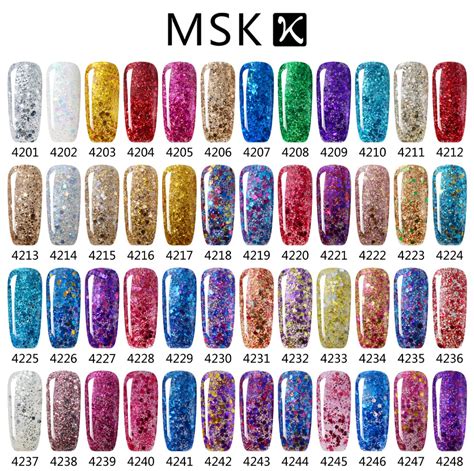 Msk Gel Polish 50 Color Diamond Glitter Soak Off Uv Led Gel Nail Polish