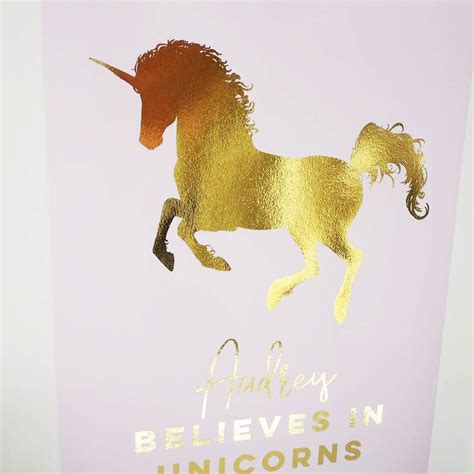 Personalised Gold Foil Unicorn Print By Sweetlove Press