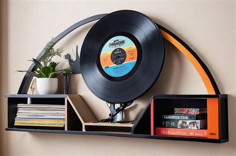 Premium Photo Retro Vinyl Record Wall Shelf