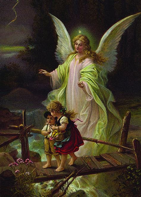 Guardian Angel With Children On Bridge Print 5x7 Angel Posters Angel