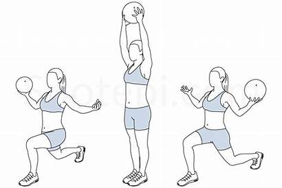 Lunge Ball Medicine Overhead Reverse Press Exercise