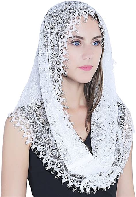 Ivory Lace Women Catholic Mantilla Veil For Church Head Cover Latin