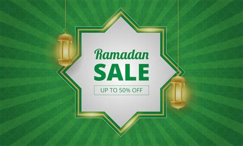 Premium Vector Ramadan Sale Banner With Green And Gold Color