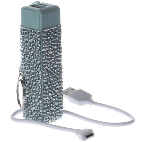 Crystal Case Rhinestone Micro Usb Portable Phone Charger W Keychain