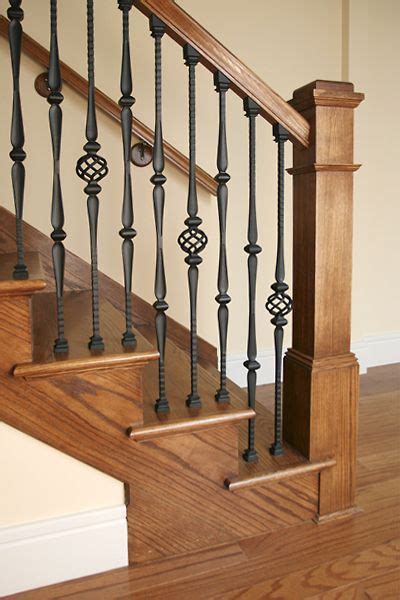 Creative stair railing ideas exist for every type of home, from traditional wooden banisters and rails to modern cable stair railing kits are available for diy enthusiasts and are fairly simple ways to add a modern element to a classic stairway. simple box newel | Iron stair railing, Wrought iron stair ...