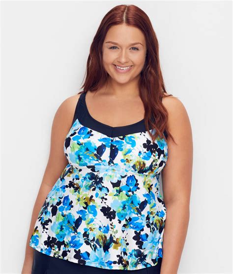 Maxine Of Hollywood Plus Size Royal Roses Underwire Tankini Top