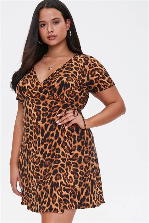 Plus Size Leopard Print Wrap Dress Plus Size Dresses Leopard Print