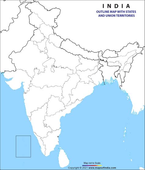Political Outline Map Of India Printable A Size Free Printable Worksheet