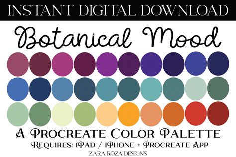 Botanical Mood Procreate Color Palette Graphic By ZaraRozaDesigns Creative Fabrica