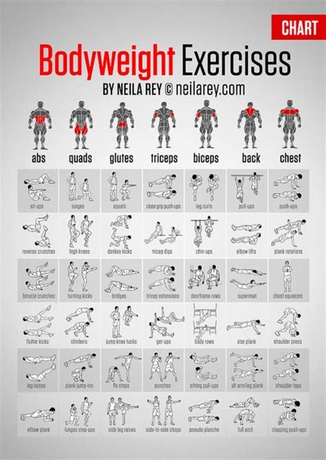 Big List Of Crossfit Bodyweight Workouts Bodyweight Exercises Chart