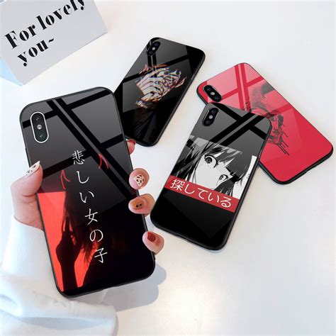 custom print anime aesthetic phone case  iphone   pro xr xs max tempered glass tpu case