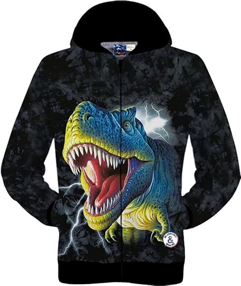 Mens Hoodies Long Sleeve Hooded Zipper Printed 3d The Dinosaur