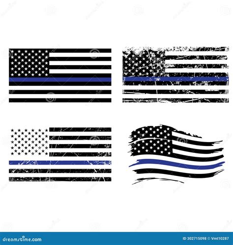 Thin Blue Line Us Flag Stock Vector Illustration Of Clipart 302715098