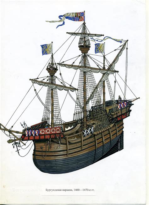 English Carrack From The Later Period Of The 15th Century Old Sailing