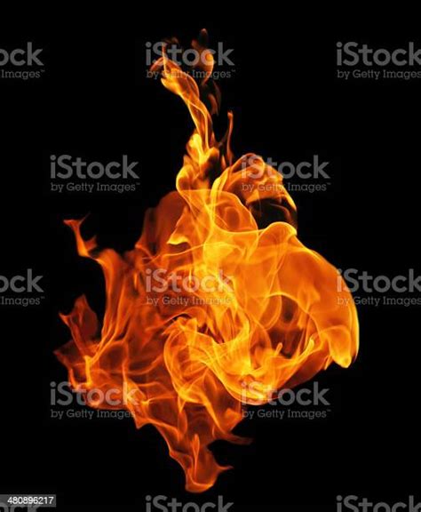 High Resolution Fire Collection Isolated On Black Background Stock