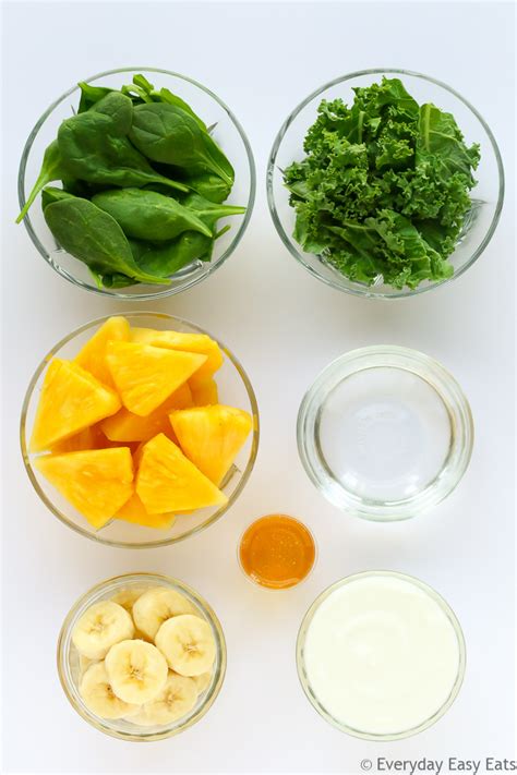 The Best Green Smoothie With Spinach Kale And Pineapple Everyday