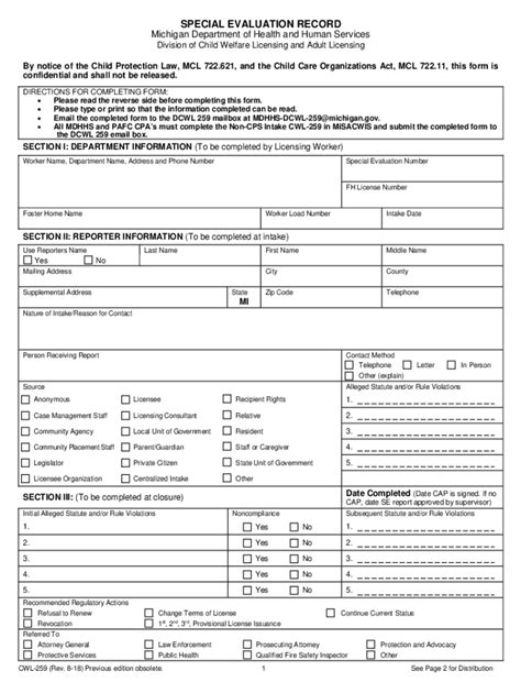 2018 2022 Form Mi Dhhs Cwl 259 Fill Online Printable Fillable Blank