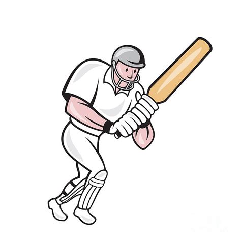 Cricket Player Batsman Batting Cartoon Digital Art By Aloysius Patrimonio