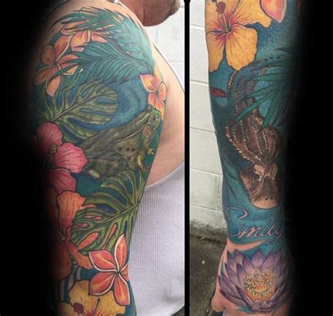 With the bright color accenting the rose pedals, the girl's cheeks, and the skull's eyes, this piece really allows highlighting only certain aspects to bring out the most important aspects of the work. 80 Hibiscus Tattoo Designs For Men - Flower Ink Ideas