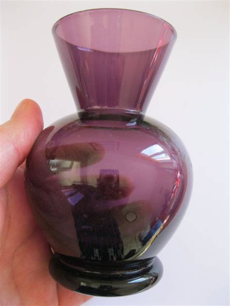 Purple Glass Vase Vintage Original Retro Possibly Whitefriars Etsy Purple Glass Glass Vase