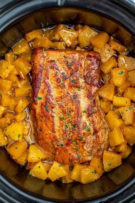 Mix the garlic, crushed red pepper, salt, cumin, olive oil, and 16. Slow Cooker Pork Loin Pineapple Recipe VIDEO - Sweet and ...