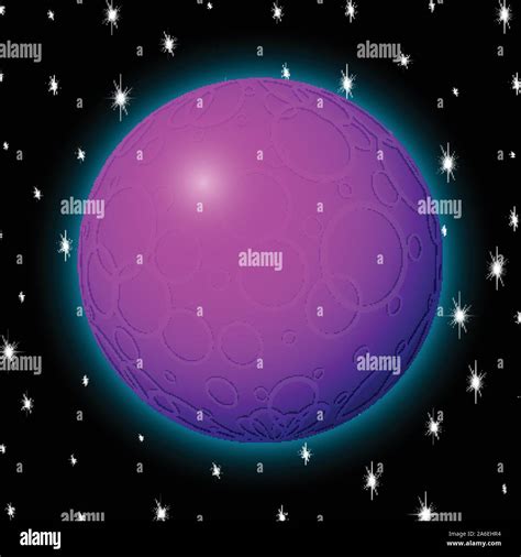 Planet In Space With Stars Shiny Cartoon Or Game Style Stock Vector