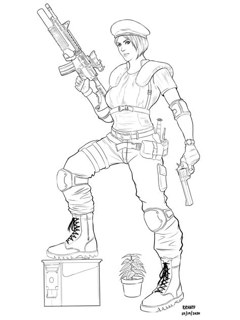 Jill Valentine From Resident Evil Coloring Page