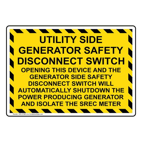 Utility Side Generator Safety Disconnect Switch Sign Nhe 27486