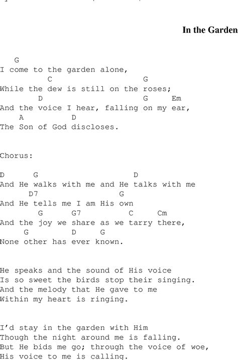 In The Garden 1 Christian Gospel Song Lyrics And Chords