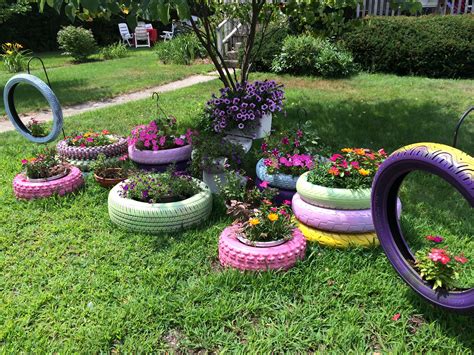 Found This Colorful Collection Of Tire Planters On High Street In