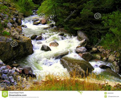 Rushing Water River Stock Image Image Of Yellowing Autumn 45835303