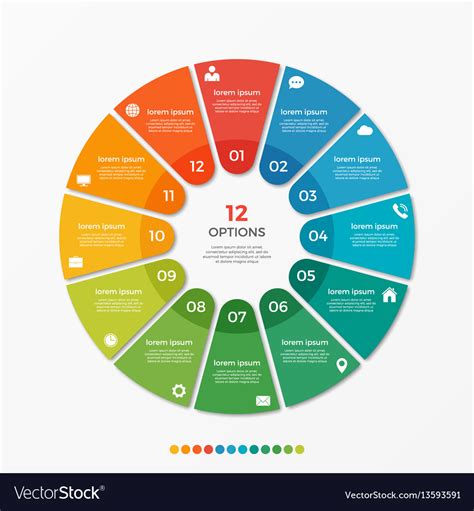 Circle Chart Infographic Template With 12 Options Vector Image