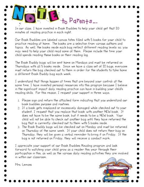 Parent Letter From Beginning Of The Year Letter To Parents Reading