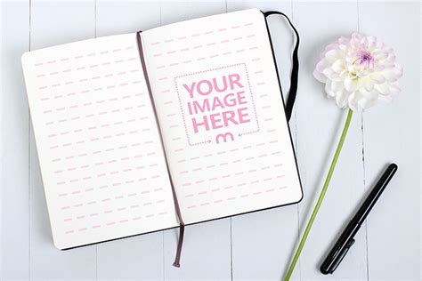 Download Open Notebook Page Mockup Template - Mediamodifier