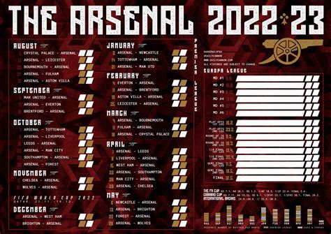 Free Arsenal 202223 Fixtures Printable Wallcharts