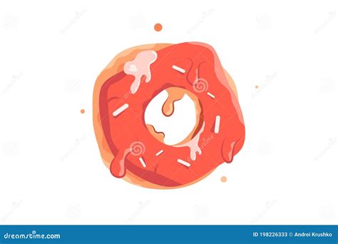 Glazed Donut Icon With Sprinkles In Flat Style Stock Vector