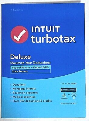 Turbotax Deluxe Federal State For User Windows Mac Disc New